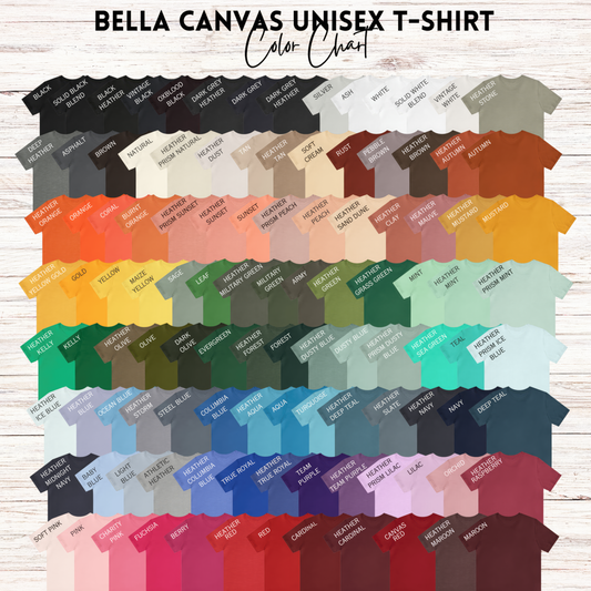 Bella Canvas Shirt Color Options