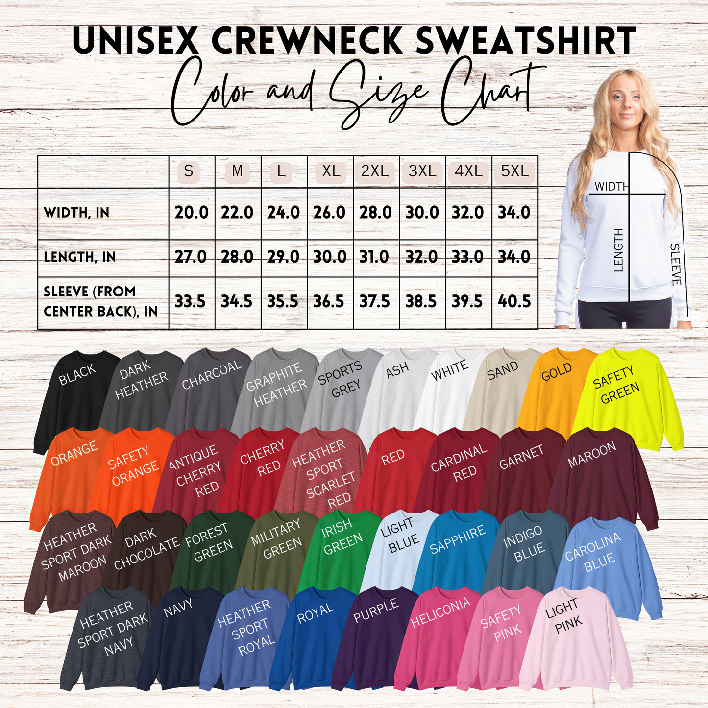 Gildan Crewneck Shirt Color Options